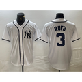 New York Yankees #3 Babe Ruth White HeidiMiller Fashion Cool Base Jersey