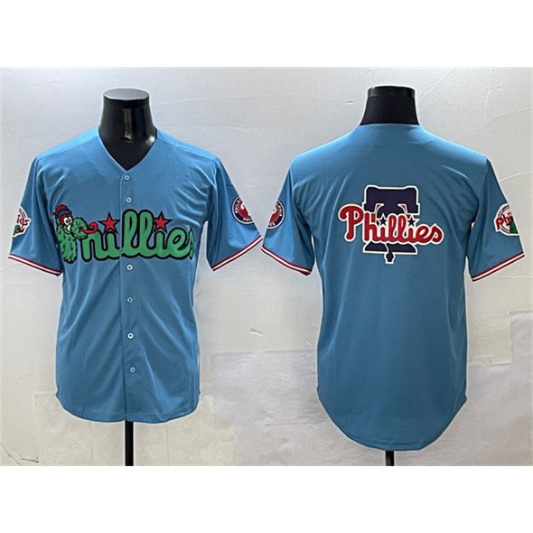 Philadelphia Phillies Team Big Logo Light Blue HeidiMiller Phanatic Limited Stitched Jersey