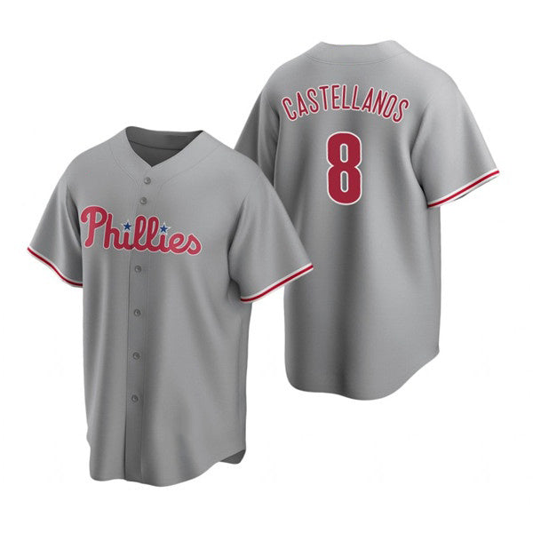 Philadelphia Phillies #8 Nick Castellanos Gray HeidiMiller Cool Base Stitched Jersey