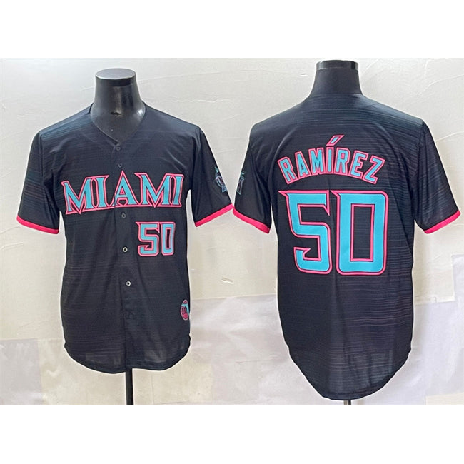 Miami Marlins #50 Agust¨ªn Ram¨ªrez Black HeidiMiller 2025 City Connect Limited Stitched Jersey