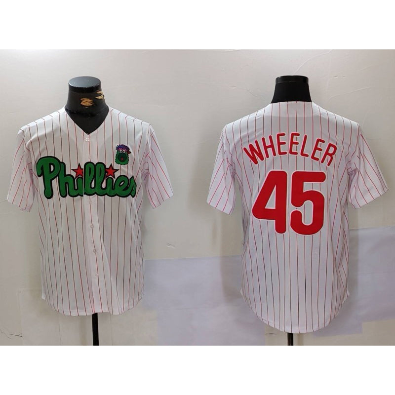 Philadelphia Phillies #45 Zack Wheeler White Green HeidiMiller Cool Base Stitched Jersey 2