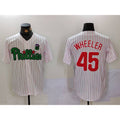 Philadelphia Phillies #45 Zack Wheeler White Green HeidiMiller Cool Base Stitched Jersey 2