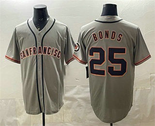 San Francisco Giants #25 Barry Bonds Gray HeidiMiller Cool Base Jersey