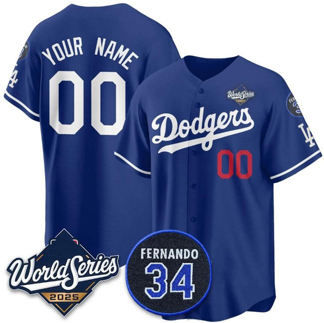 Custom Los Angeles Dodgers Active Player Royal HeidiMiller 2025 World Series With No.34 Patch Limited Stitched Jersey