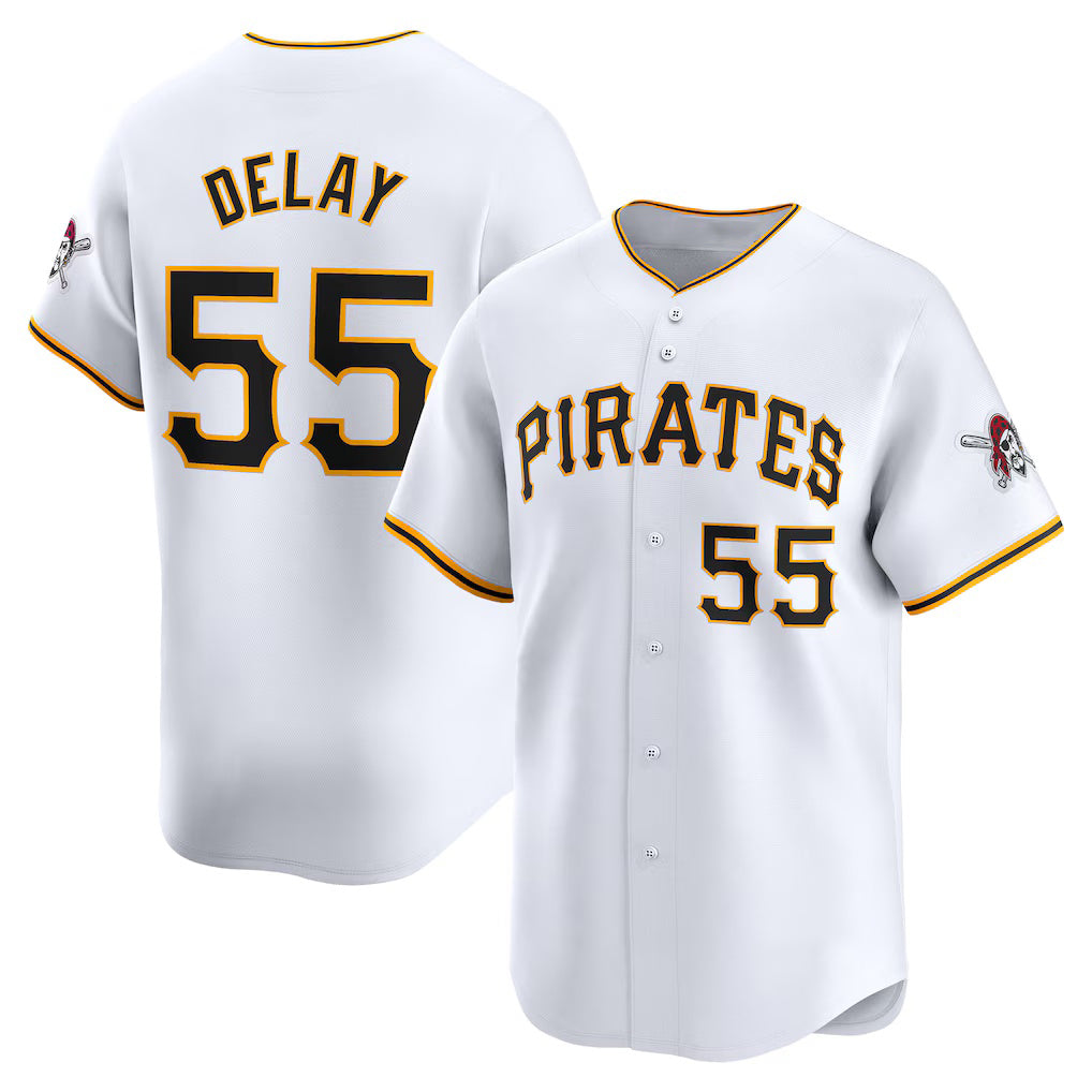 Pittsburgh Pirates #55 Jason Delay White HeidiMiller Home Limited Player Jersey