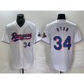Texas Rangers #34 Nolan Ryan Number White HeidiMiller 2024 Gold Collection Limited Cool Base Jerseys