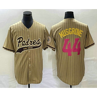 San Diego Padres #44 Joe Musgrove Tan HeidiMiller Pinstripe 2023 City Connect Cool Base Stitched Jersey