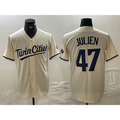 Minnesota Twins #47 Edouard Julien Cream HeidiMiller Cool Base Stitched Jersey