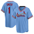 St. Louis Cardinals #1 Ozzie Smith Light Blue HeidiMiller Road Cooperstown Collection Player Jersey