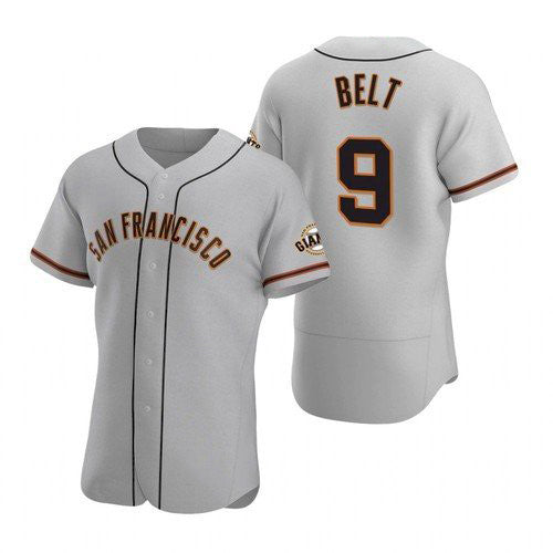 San Francisco Giants #9 Brandon Belt Gray HeidiMiller Road Jersey