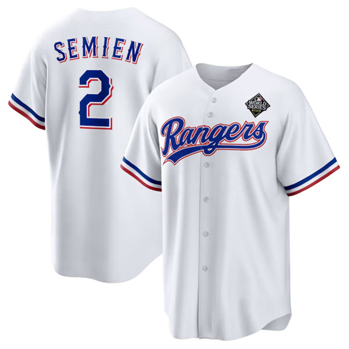 Texas Rangers #2 Marcus Semien 2023 White HeidiMiller World Series Stitched Jersey