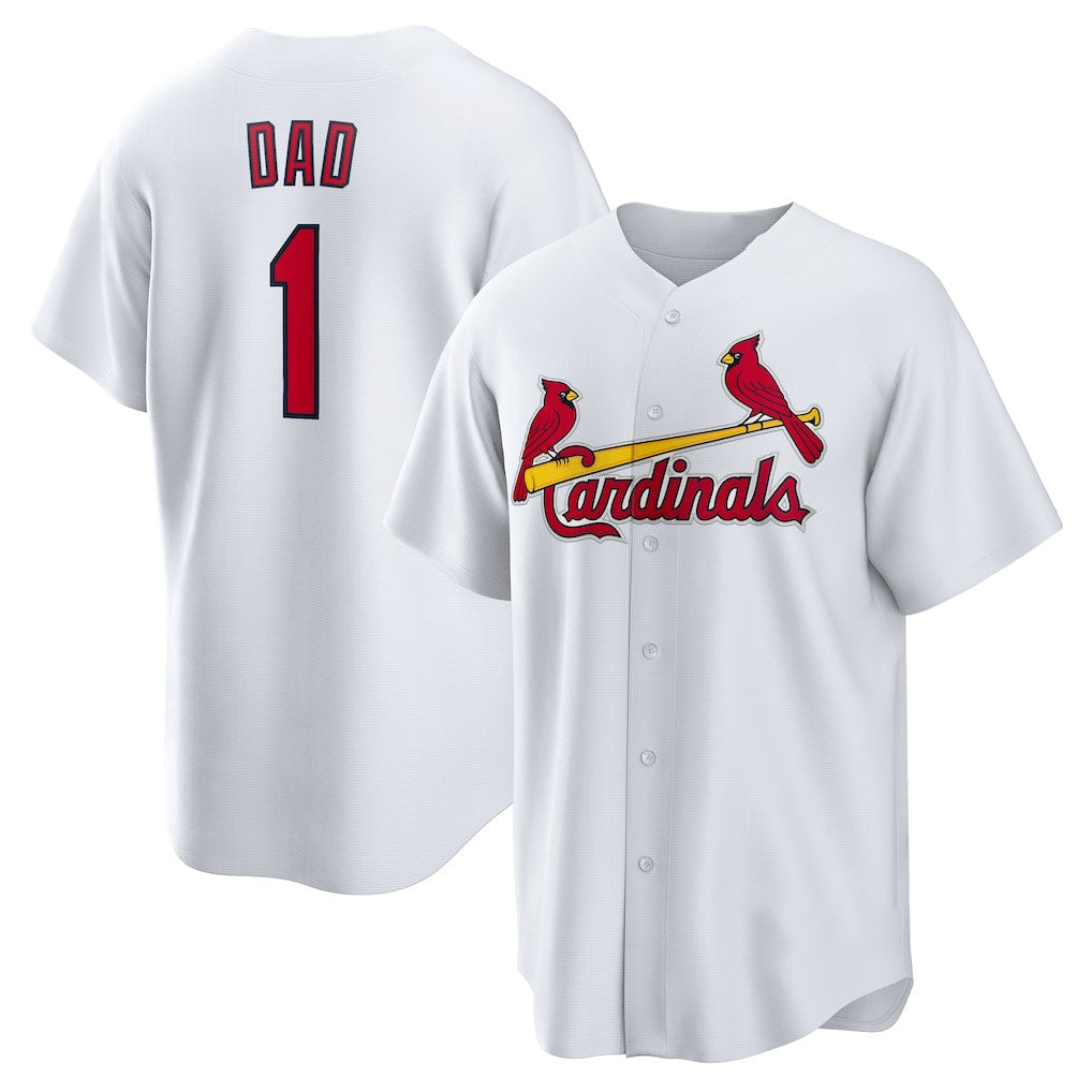 St. Louis Cardinals #1 Dad White HeidiMiller Home Replica Jersey