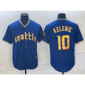 Seattle Mariners #10 Jarred Kelenic Blue HeidiMiller 2023 City Connect Cool Base Stitched Jersey