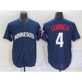 Minnesota Twins #4 Carlos Correa 2023 Navy Blue HeidiMiller Cool Base Stitched Jersey