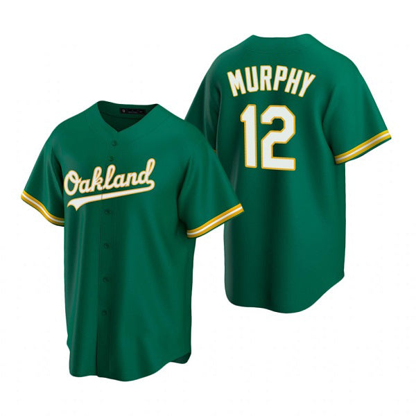 Oakland Athletics #12 Sean Murphy Green HeidiMiller Cool Base Stitched Jersey 2