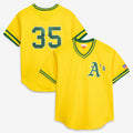 Oakland Athletics #35 Rickey Henderson Mitchell & Ness Yellow HeidiMiller Authentic Batting Practice Jersey