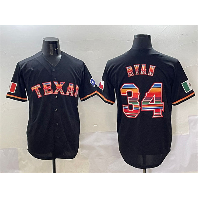 Texas Rangers #34 Nolan Ryan Black HeidiMiller Mexico Limited Stitched Jersey