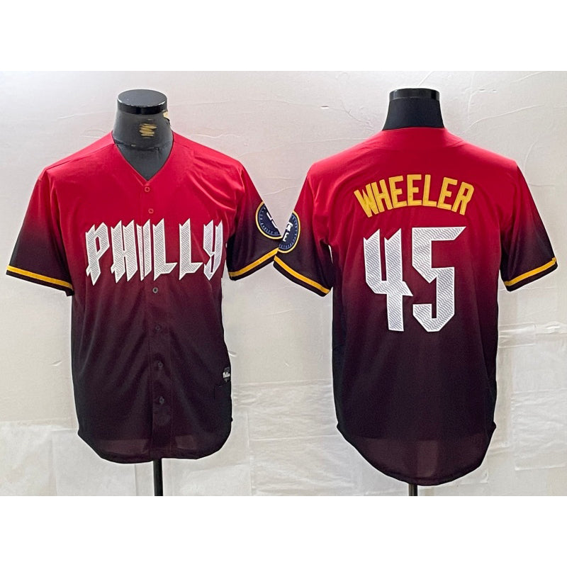 Philadelphia Phillies #45 Zack Wheeler Red HeidiMiller 2024 City Cool Base Jersey
