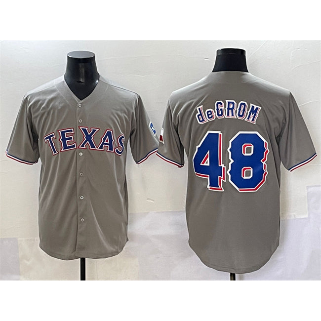 Texas Rangers #48 Jacob deGrom Gray HeidiMiller With Patch Cool Base Stitched Jersey