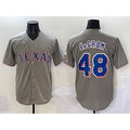 Texas Rangers #48 Jacob deGrom Gray HeidiMiller With Patch Cool Base Stitched Jersey