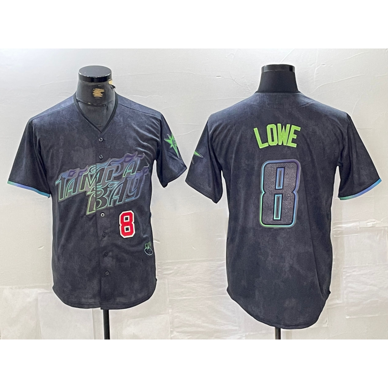Tampa Bay Rays #8 Brandon Lowe Charcoal HeidiMiller 2024 City Connect Player Number Limited Cool Base Jerseys