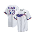 Texas Rangers #53 Adolis Garc¨ªa White HeidiMiller 2023 World Series Stitched Jersey