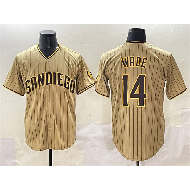 San Diego Padres #14 Tyler Wade Tan HeidiMiller Cool Base Stitched Jersey