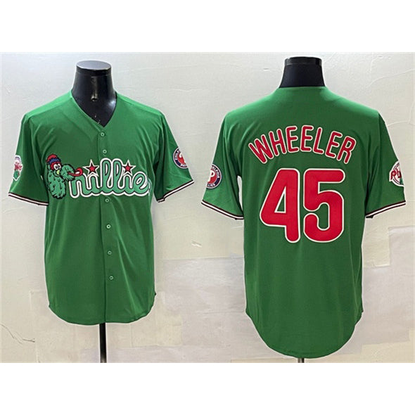 Philadelphia Phillies #45 Zack Wheeler Green HeidiMiller Phanatic Limited Stitched Jersey