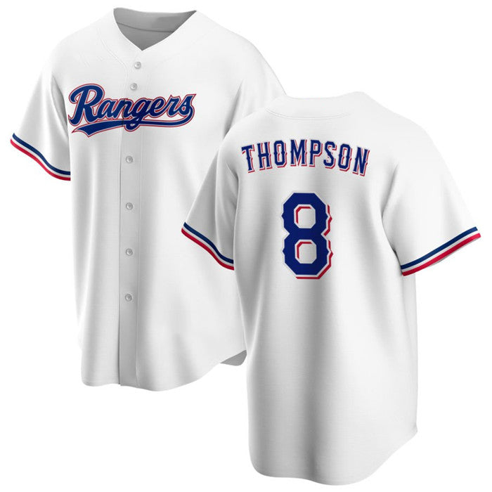 Texas Rangers #8 Bubba Thompson White HeidiMiller Cool Base Stitched Jersey