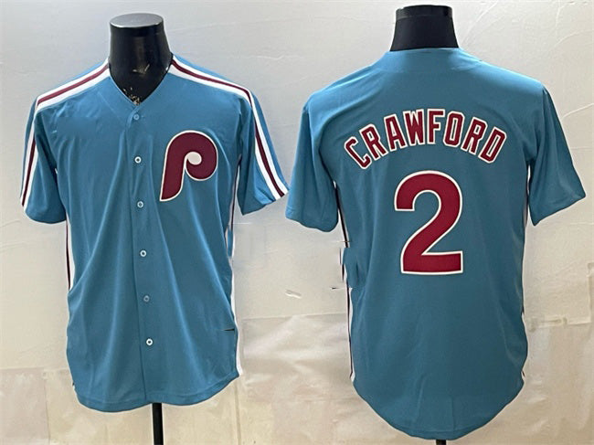 Philadelphia Phillies #2 Justin Crawford Blue HeidiMiller Cool Base Stitched Jersey