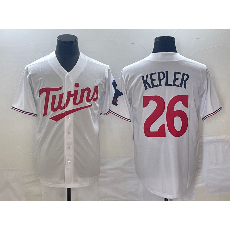 Minnesota Twins #26 Max Kepler White Red HeidiMiller Stitched Cool Base Jersey