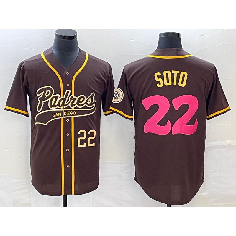 San Diego Padres #22 Juan Soto Number Brown HeidiMiller NEW 2023 City Connect Cool Base Stitched Jersey