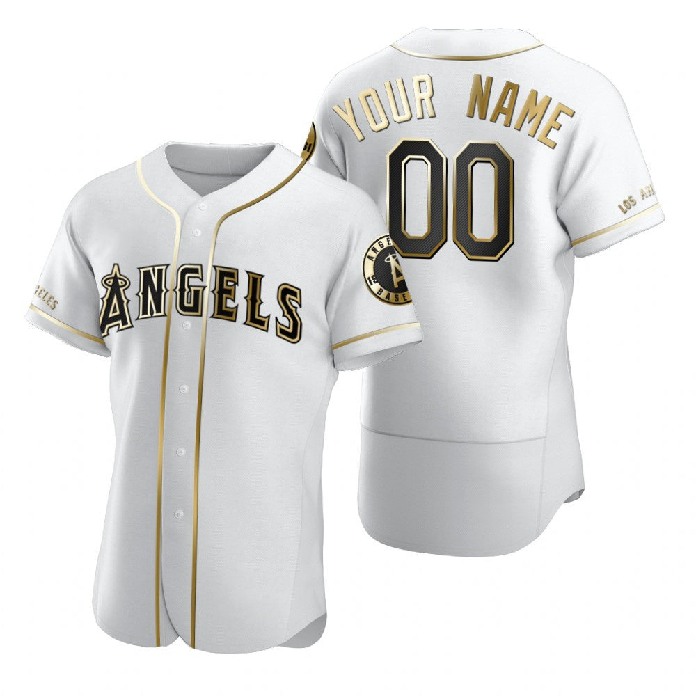 Custom Los Angeles Angels White HeidiMiller Stitched Flex Base Golden Edition Jersey