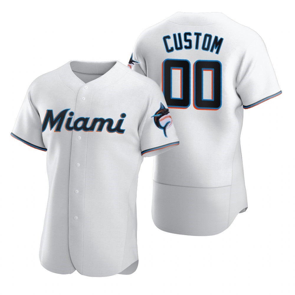 Custom Miami Marlins White HeidiMiller 2020 Stitched Flex Base Jersey