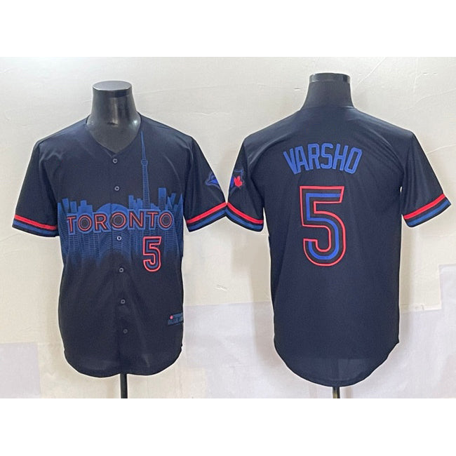Toronto Blue Jays #5 Daulton Varsho Navy HeidiMiller 2024 City Connect Limited Stitched Jersey
