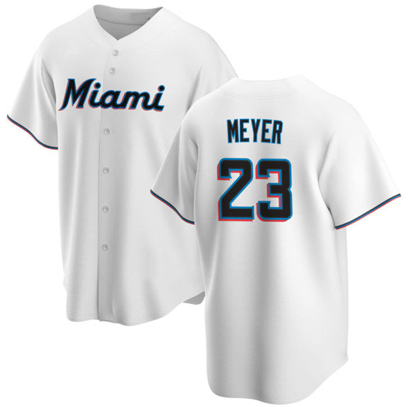 Miami Marlins #23 Max Meyer White HeidiMiller Cool Base Stitched Jersey