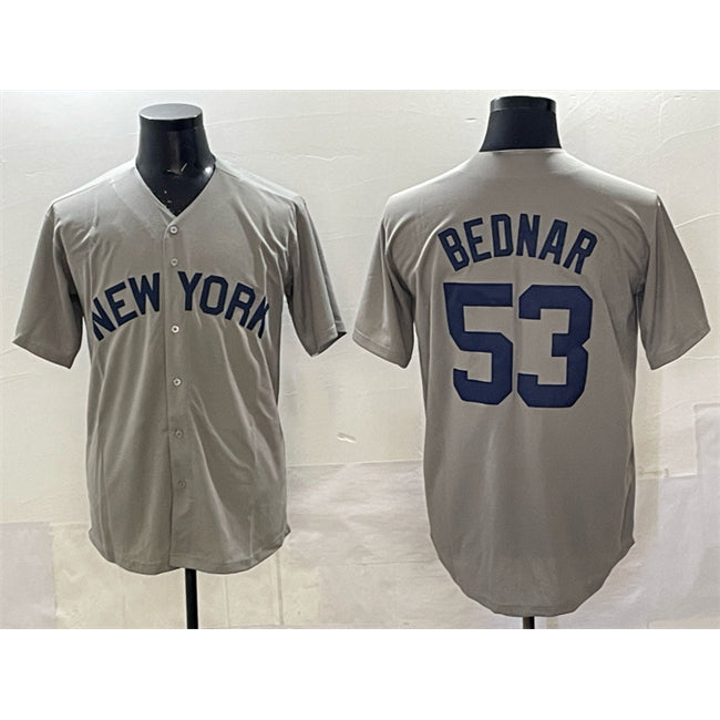 New York Yankees #53 David Bednar Grey HeidiMiller Stitched Jersey