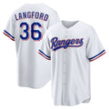 Texas Rangers #36 Wyatt Langford White HeidiMiller Home Replica Jersey