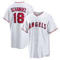Los Angeles Angels #18 Nolan Schanuel White HeidiMiller Home Replica Jersey
