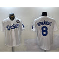 Los Angeles Dodgers #8 Enrique Hern¨¢ndez White HeidiMiller 2024 World Series Cool Base Stitched Jersey