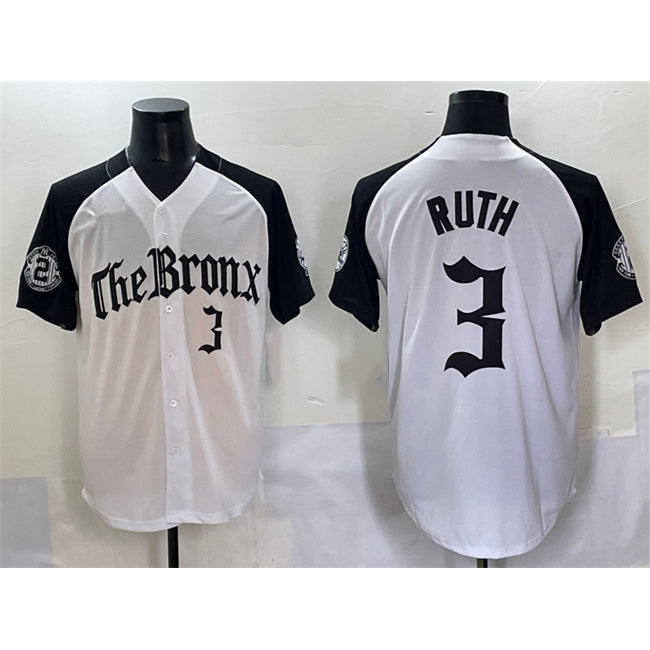 New York Yankees #3 Babe Ruth White Black HeidiMiller 'Gothic Legacy Edition' Vapor Premier Limited Stitched Jersey
