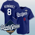 Los Angeles Dodgers #8 Enrique Hern¨¢ndez Blue HeidiMiller 2025 World Series Vapor Limited Stitched Jersey