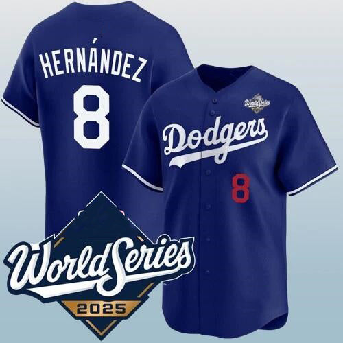 Los Angeles Dodgers #8 Enrique Hern¨¢ndez Blue HeidiMiller 2025 World Series Vapor Limited Stitched Jersey