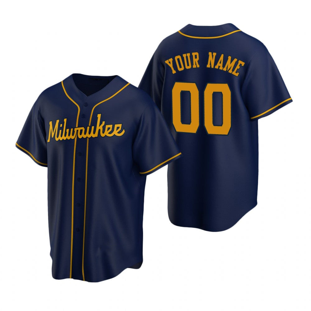 Custom Milwaukee Brewers Navy HeidiMiller Stitched Cool Base Jersey