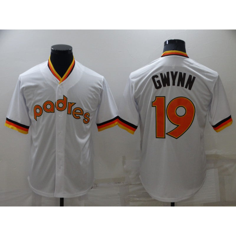San Diego Padres #19 Tony Gwynn White HeidiMiller Cooperstown Collection Stitched Throwback Jersey