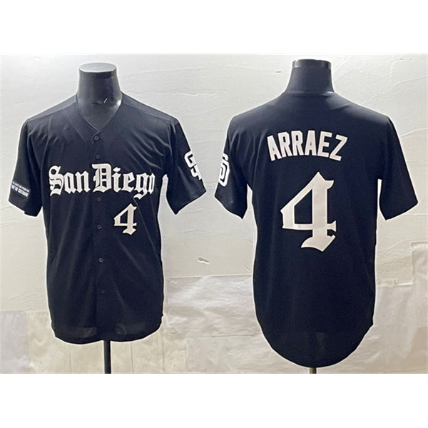 San Diego Padres #4 Luis Arraez Black HeidiMiller Gothic Edition Vapor Limited Stitched Jersey