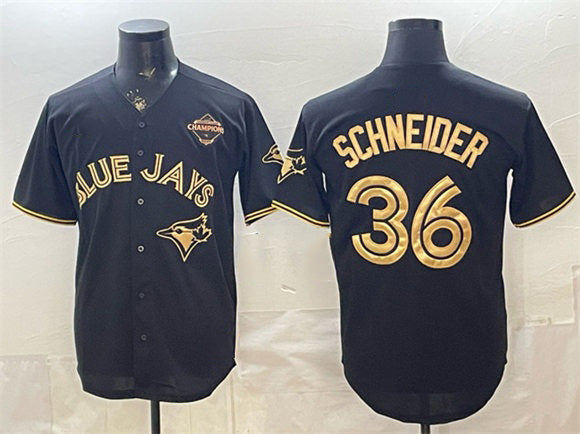Toronto Blue Jays #36 Davis Schneider Black Gold HeidiMiller 2025 American League Champions Limited Stitched Jersey