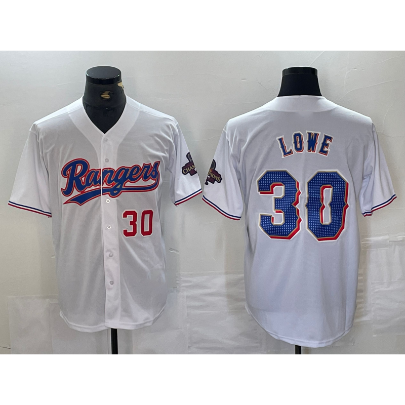 Texas Rangers #30 Nathaniel Lowe Number White HeidiMiller 2024 Gold Collection Limited Cool Base Jerseys