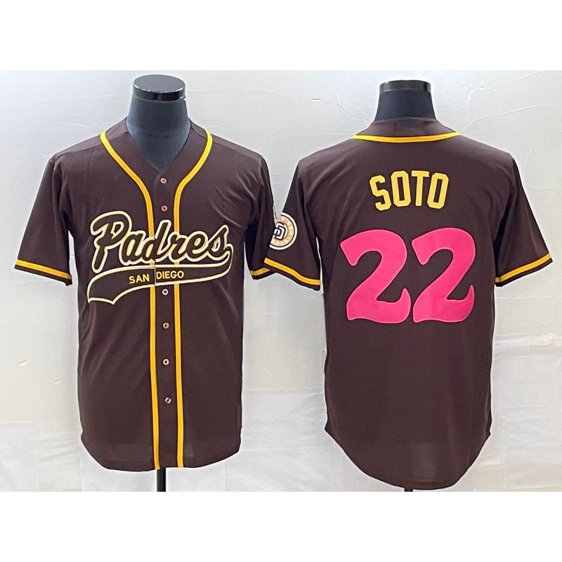 San Diego Padres #22 Juan Soto Brown HeidiMiller NEW 2023 City Connect Cool Base Stitched Jersey