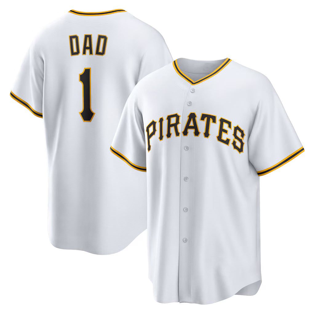Pittsburgh Pirates #1 Dad Home White HeidiMiller Replica Jersey